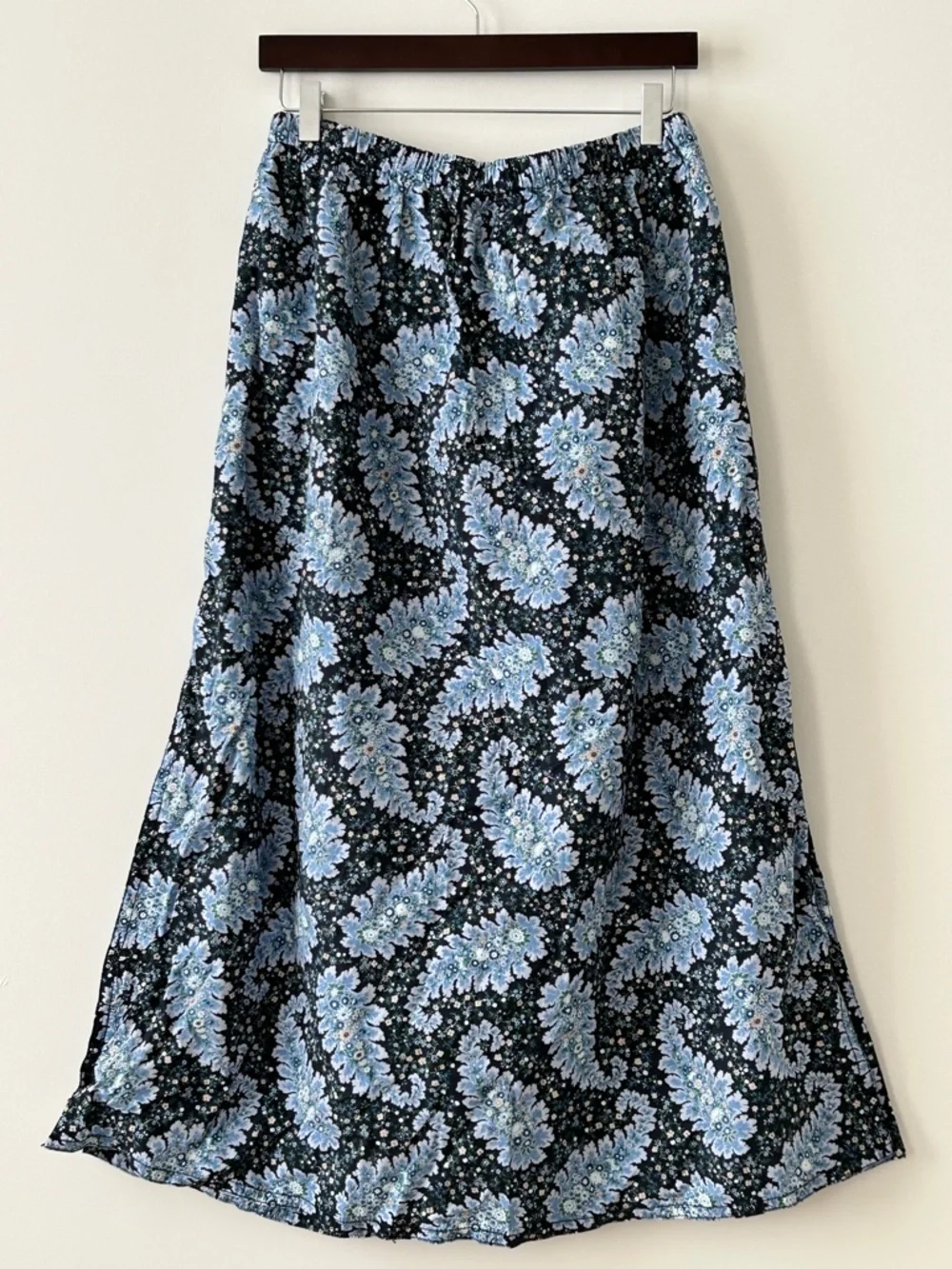 J. Crew Black and Light Blue Floral Midi/MAXI Skirt
